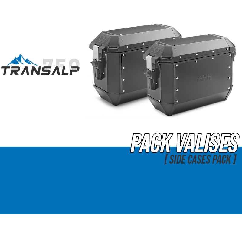 PACK-PLO1201MK-ALA36BPACK2 : Paquete Maletas Laterales Givi Alaska 36L Negro Transalp XL750