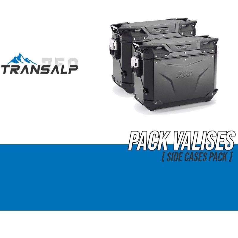 PACK-PLO1201CAM-OBKEV37BPACK2 : Pack Valises latérales Givi Trekker Outback Evo Smart 37L Noir Transalp XL750
