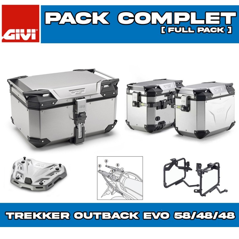 PACK-1201-OBKEV58/44A : Pack de Maletas Givi Trekker Outback Evo Smart 58/44/44L de Aluminio Transalp XL750