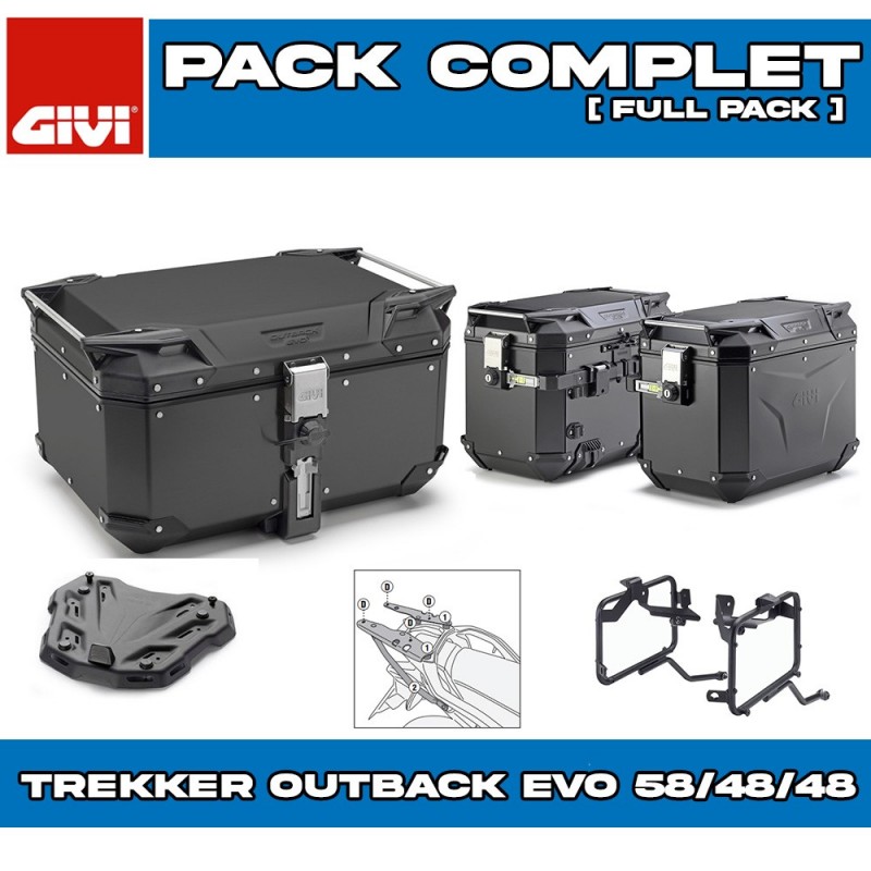 PACK-1201-OBKEV58/44B : Set Valigie Givi Trekker Outback Evo Smart 58/44/44L Nero Transalp XL750